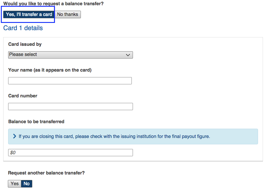 anz low rate credit card balance transfer